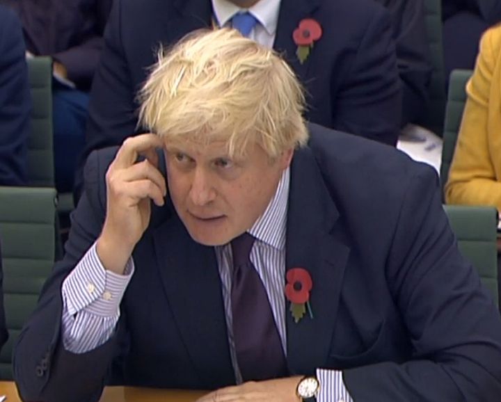 Foreign Secretary Boris Johnson giving evidence