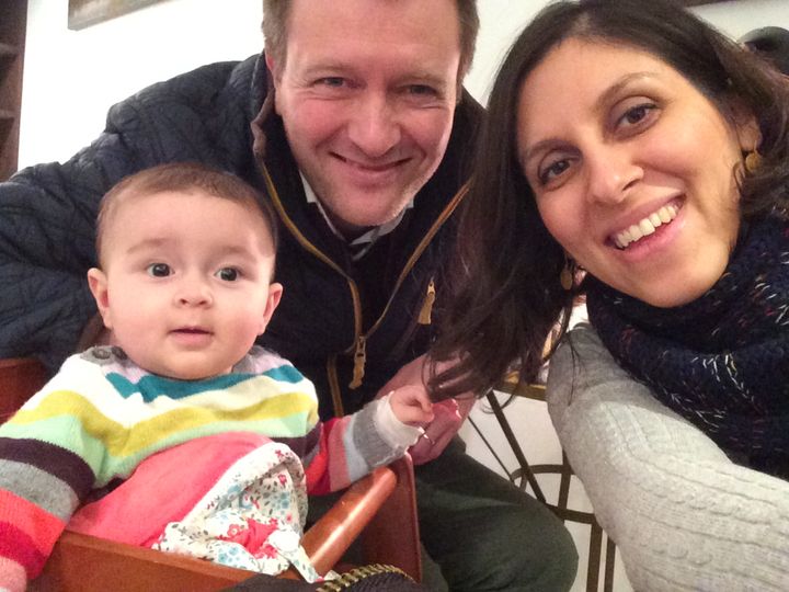 Nazanin Zaghari-Ratcliffe pictured with her husband Richard and daughter Gabriella 