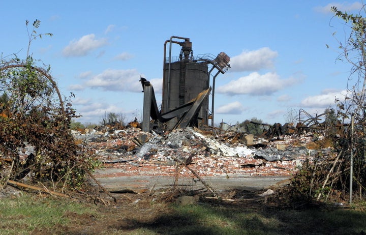 The IEI plastics warehouse occupied the site of the former Ames manufacturing facility, a company that made garden tools dati