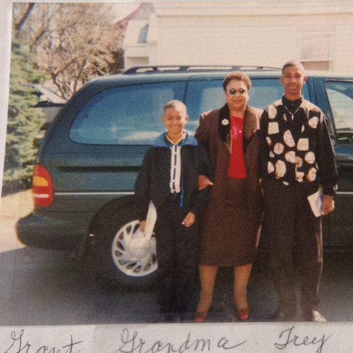 Trey (right) and I (left) pose with Elene Crosby, my grandmother, in our childhood Stratford driveway.