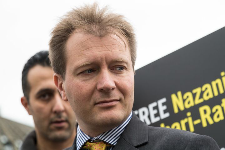 Richard, husband of Nazanin Zaghari-Ratcliffe during a vigil in Parliament Square for his wife and child on October 11, 2017.