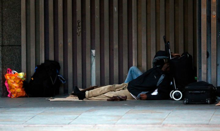 A person sleeps rough in Westminster