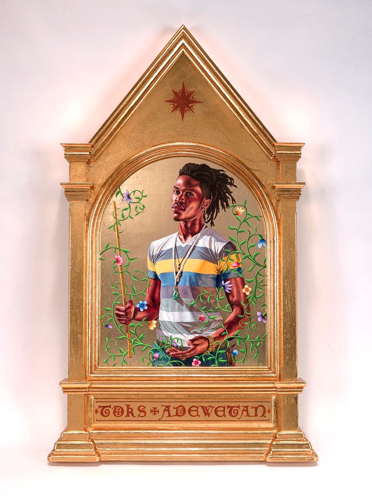Kehinde Wiley, "The Archangel Gabriel," 2014/ 22 karat gold leaf and oil on wood panel
