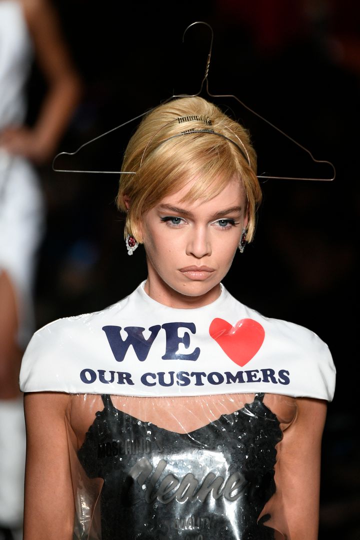 Model Stella Maxwell wore the dress on the runway in Milan. 