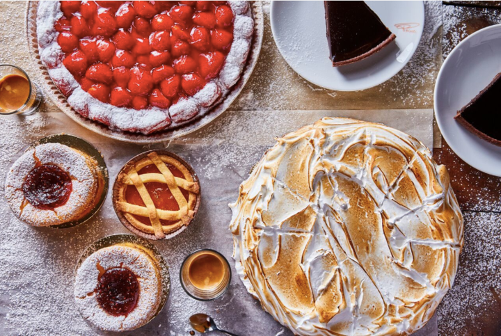 Crostata fragola, a strawberry tart, is a highlight of the dessert menu. 