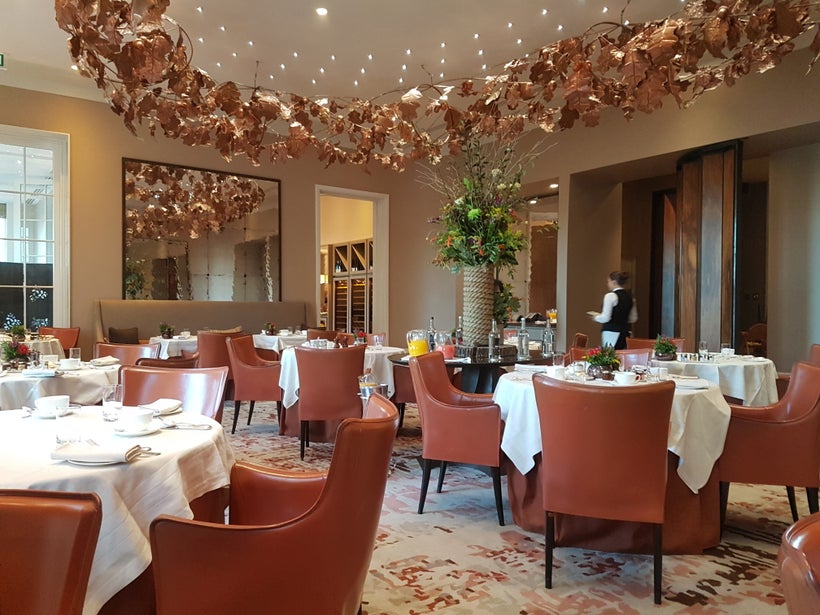 Michelin-starred Restaurant Coworth Park, which serves a tasting menu at dinner, Sunday lunch, and a farm-fresh breakfast, wh