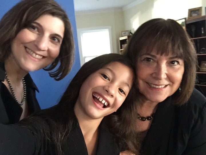 <p>Three generations in pantsuits on election day 2016</p>