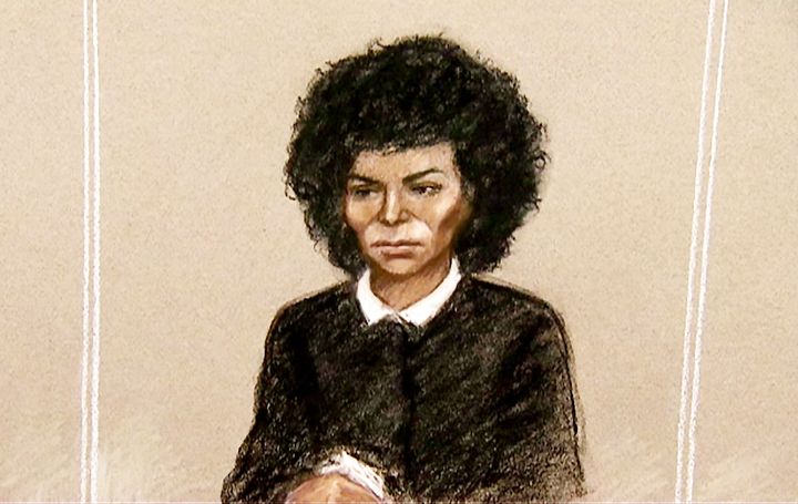 An artist's impression of Wallace, who is on trial at Bristol Crown Court 