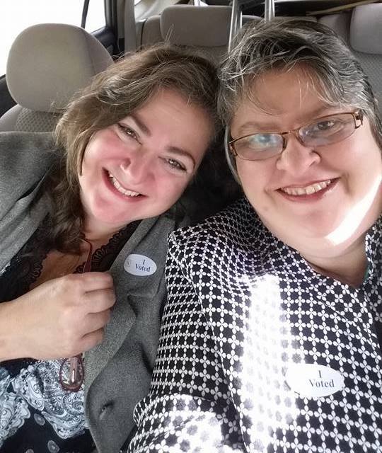Author Suzanne Marie DeWitt Hall (left) with wife, Diane DeWitt Hall