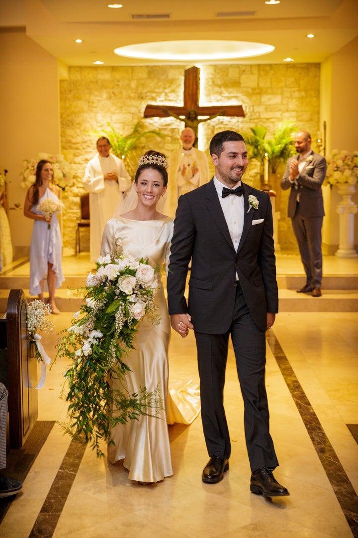 Newlyweds Pilar and Nick were smiling ear-to-ear at their wedding in September.