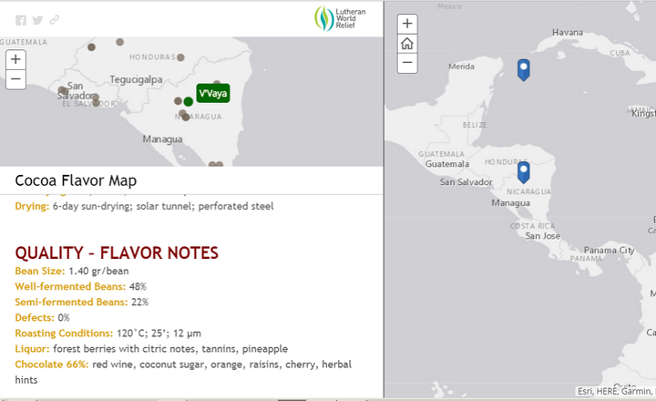 A screenshot of the LWR Regional Cocoa Flavor Map.