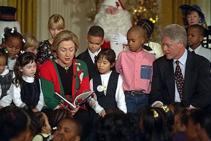 Hillary and Bill Clinton Reading to Children, Holiday Past