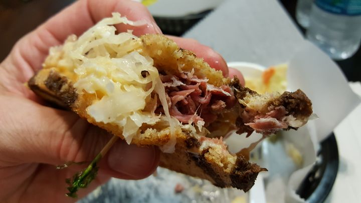 <p>wonderful house cured corned beef Reuben at Frussie’s Deli in Knoxville, TN</p>