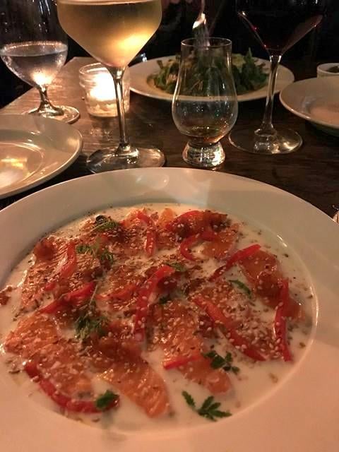 <p>Salmon Crudo by 404 Kitchen</p>