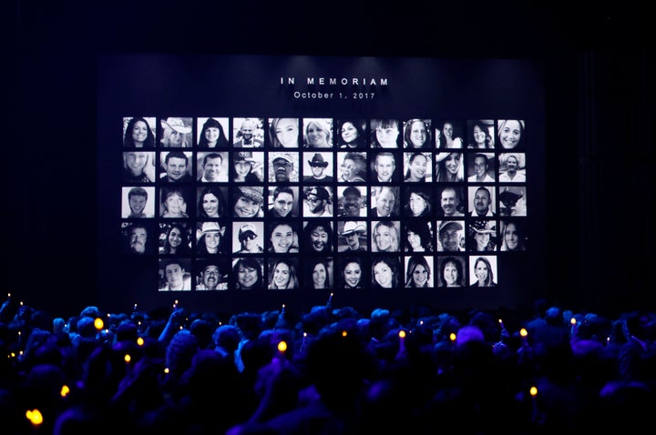 The Country Music Association Awards featured images of those killed in the October 1, 2017 mass shooting in Las Ve