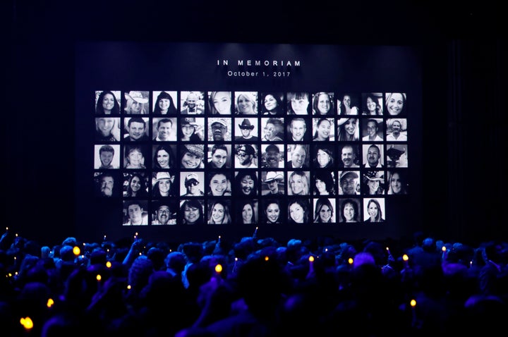 The Country Music Association Awards featured images of those killed in the October 1, 2017 mass shooting in Las Vegas.