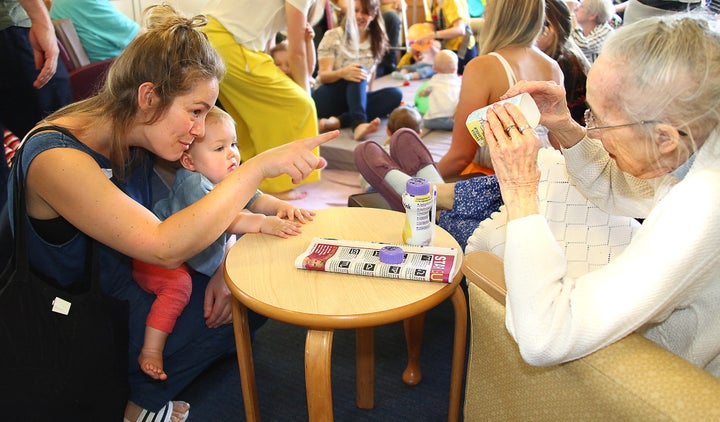 A resident at the Ross Wyld Care Home at a Songs & Smiles session