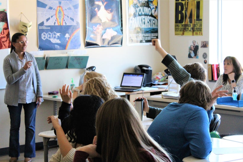 Alba Rioja (Argentina) teaches a class at Watauga High School, NC