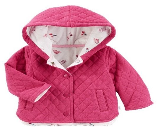 The recall affects the OshKosh Baby B’gosh quilted jackets in pink and gray.