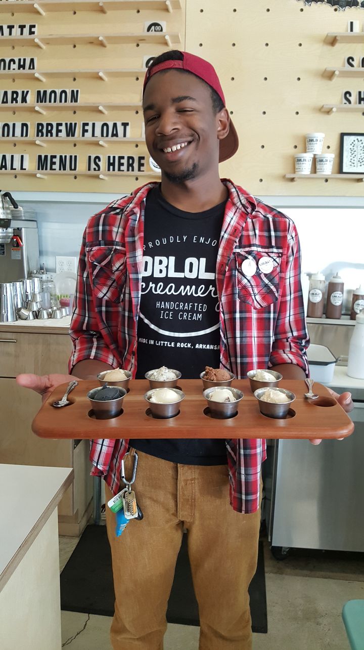 <p>At Little Rock’s Loblolly ice cream shop they serve ice cream flights. A FLIGHT of ice cream. What an awesome idea.</p>
