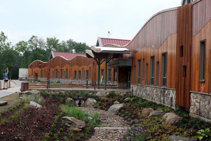 The front of the newly constructed Sandy Hook Elementary School.