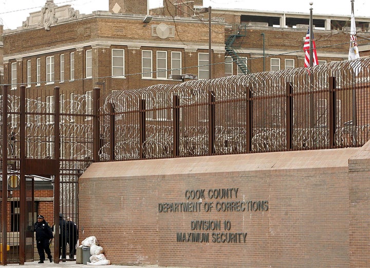 Cook County correctional officers enter the maximum security part of the jail in Chicago on Feb. 12, 2006.