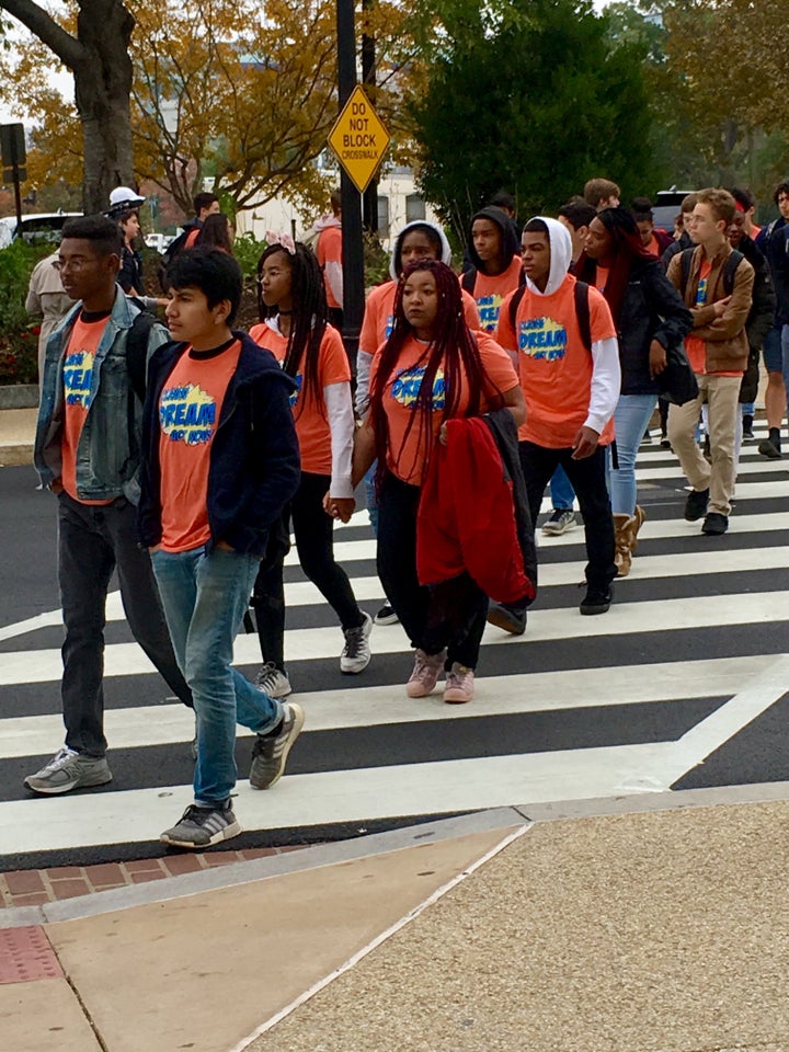 Hundreds of DC high school and university students walked out on November 9, 2017 to join the protest on the Hill.