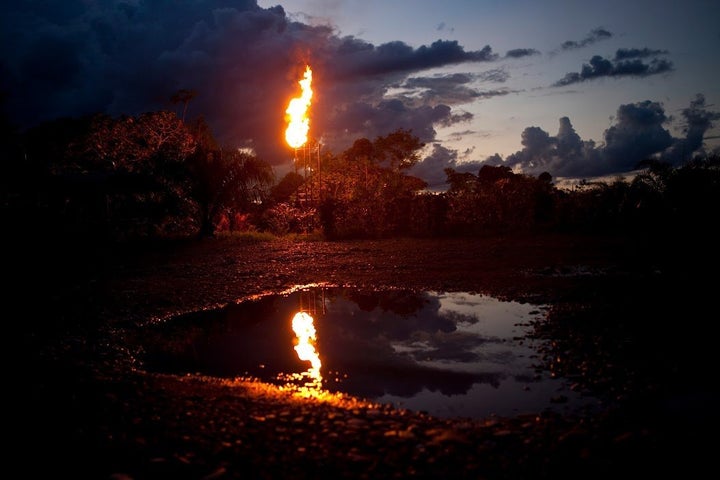 An oil waste pit in Ecuador's northern Amazon region. 