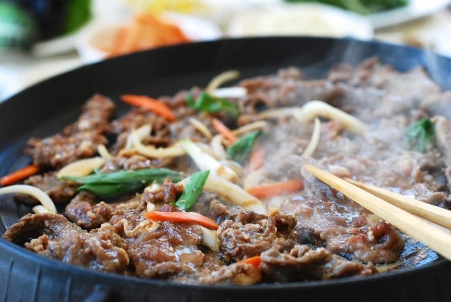 Bulgogi, a typical Korean dish