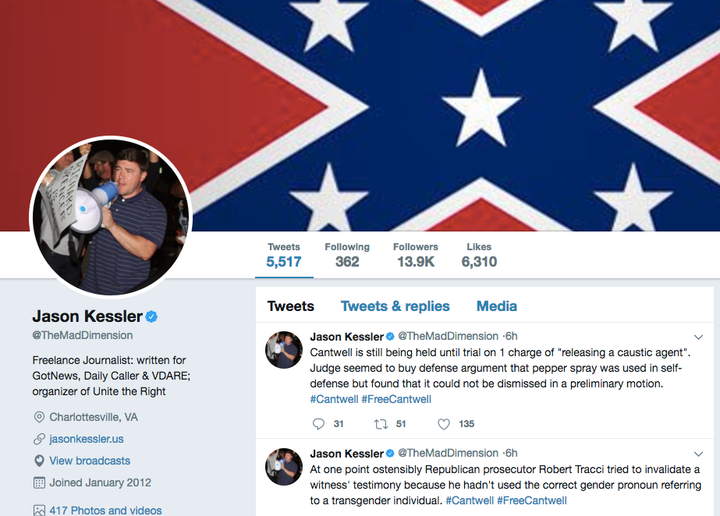 A screenshot of Kessler's account page, captured Friday morning.