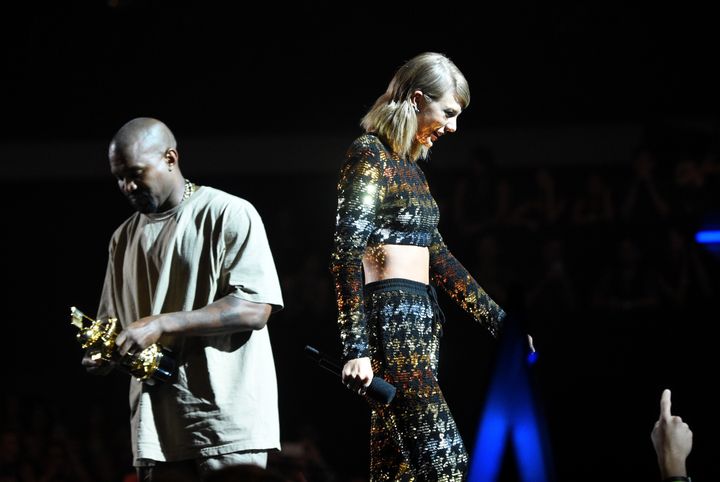 Taylor Swift and Kanye West at the 2015 MTV Video Music Awards.