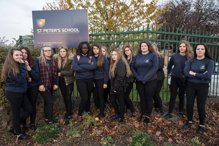Girls from St Peter's school in Huntingdon.