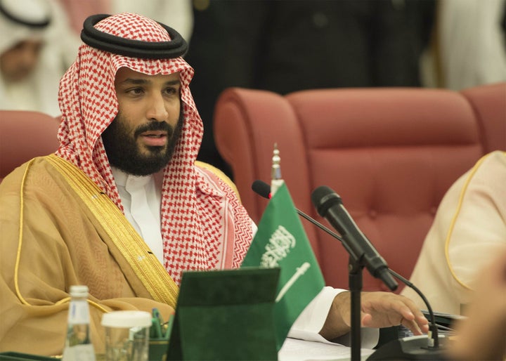 Saudi Crown Prince Mohammad bin Salman al-Saud meets with Vice Premier of China Zhang Gaoli (not seen) during an inter-delegation meeting in Jeddah, Saudi Arabia on August 24, 2017.