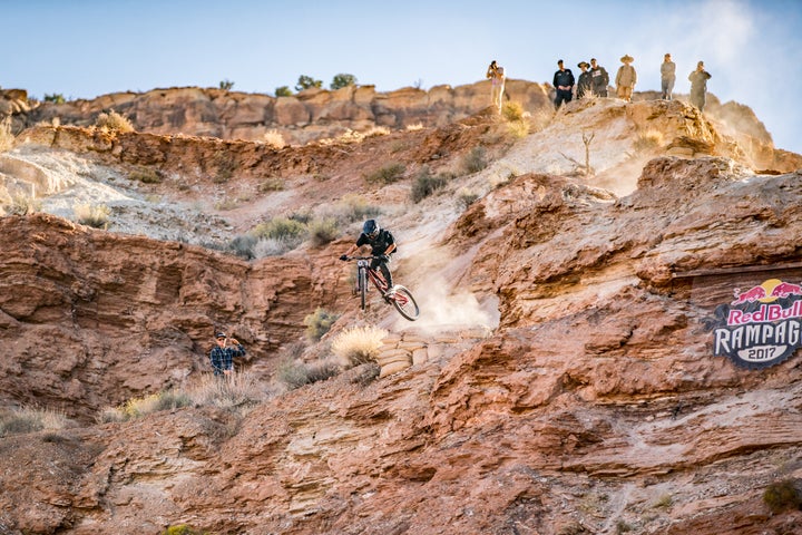 <p>Riders come from various disciplines to compete in Rampage, and there is no doubt that they are 20 of the most talented riders in the world. Here, Ethan Nell navigates a mid-mountain drop. </p>
