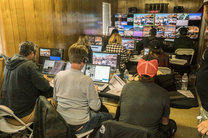 <p>MTB Mission Control: At the base of the mountain, among a paddock of trucks and trailers, the Red Bull TV crew helps bring a live HD video stream from the middle of the desert to the masses around the world. </p>