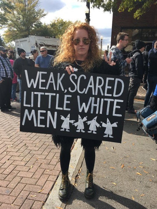 Holly Carden, an illustrator from Smyrna, Tennessee, waits to get into the Public Square in Murfreesboro.