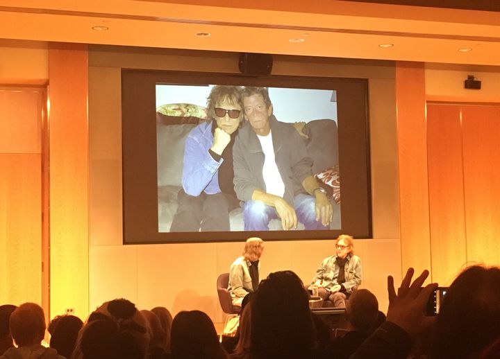 A photo of Mick Rock and Lou Reed shown at a celebration of Reed’s ‘Transformer’ album at the NYPL. 