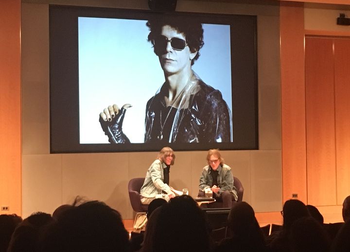A photo taken of Lou Reed by Mick Rock during a discussion of Reed and the ‘Transformer’ album between Rock and David Fricke at the NYPL.