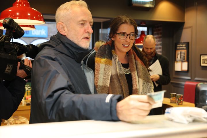 Labour leader Jeremy Corbyn and MP Laura Pidcock