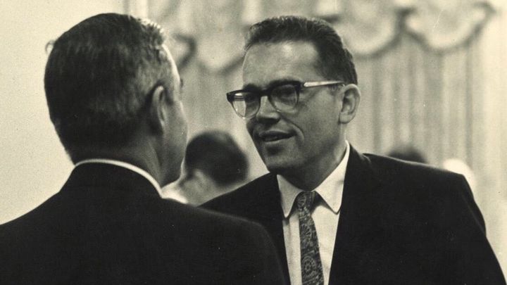 <p>Sig Synnestvedt with Governor William Scranton (PA) circa 1965</p>