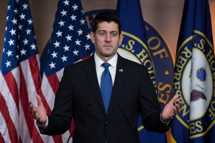 House Speaker Paul Ryan (R-Wis.) conducts his weekly news conference on Nov. 9.