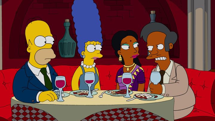 On "The Simpsons," Apu is married to Manjula Nahasapeemapetilon. They have eight kids.