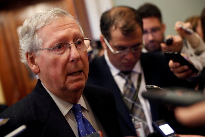 Senate Majority Leader Mitch McConnell speaks to reporters about allegations made against Alabama senate candidate Roy Moore.
