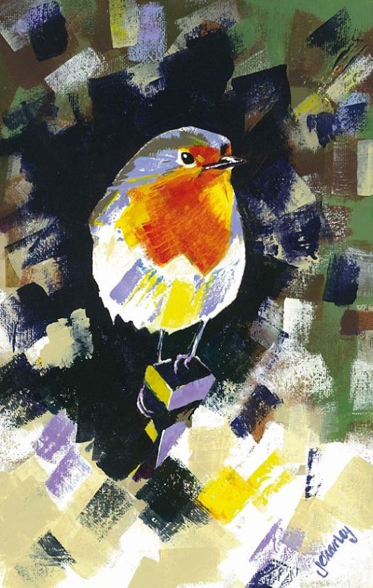Jackie Charley's Christmas card featuring a robin redbreast 