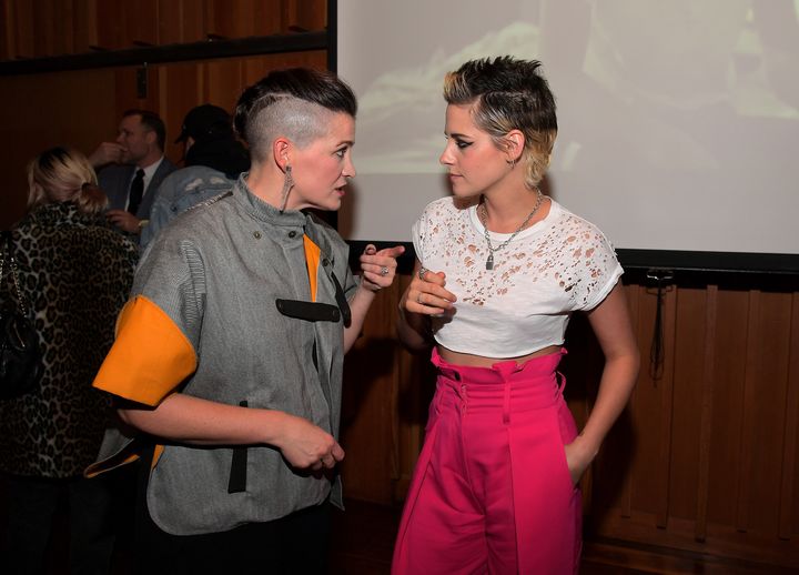 Amy Emmerich, chief content officer at Refinery29, and Kristen Stewart at the premiere of Stewart's short film "Come Swim" on Nov. 9 in Los Angeles. 