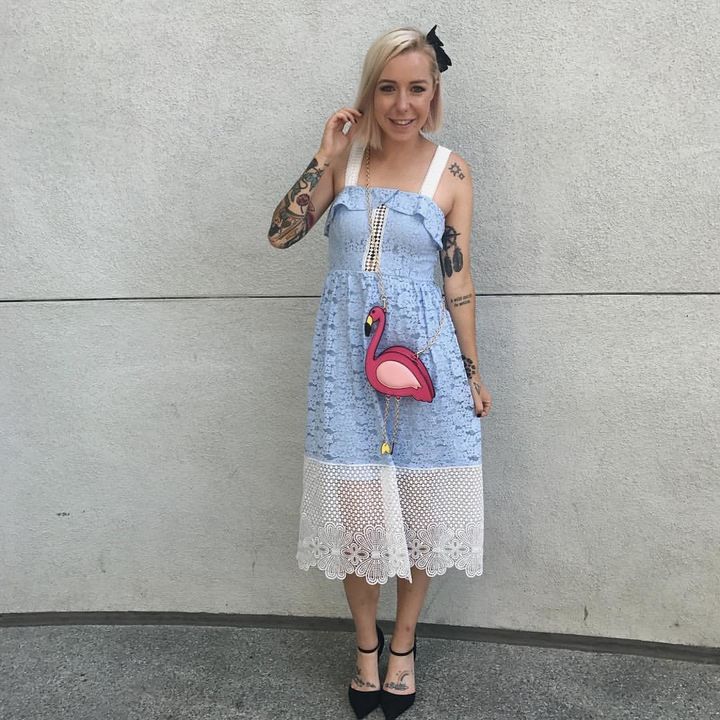 Leslie Kay, the woman behind the DisneyBound Tumblr, showing off her Alice from "Alice in Wonderland" Disneybound. 