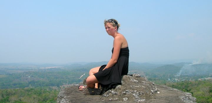 Sitting on the top of Xunantunich ruins overlooking Belize and Guatemala. 
