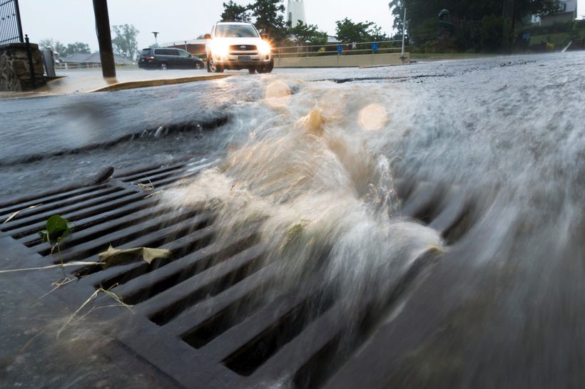Stormwater runoff in Arlington, Virginia. 
