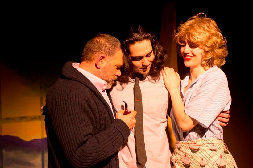 Gary Giurbino, Donny Goglio, and Courtney Russell in a scene from <strong><em>The Morning After My Family Fell Apart</em></st