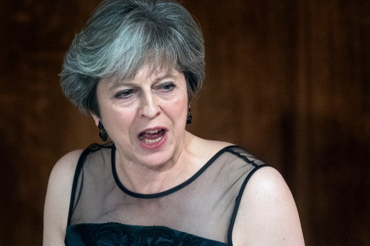 Theresa May addressing the Lord Mayor’s Banquet at the City of London’s Guildhall